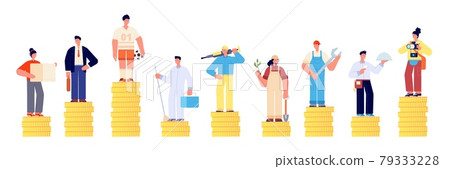 Different salary. Financial person rights, gender and professional money gap. Work inequality, cash growth compare. Jobs opportunities utter vector concept Different salary. Financial person rights, gender and professional money gap. Work inequality, cash growth compare. Jobs opportunities utter vector concept 79333228