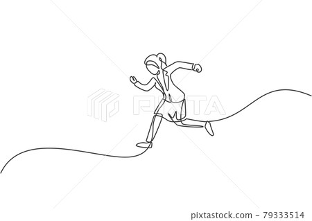 Single one line drawing of young businesswoman jumping high up to the sky. Business leap increasing. Metaphor minimal concept. Modern continuous line draw design graphic vector illustration Single one line drawing of young businesswoman jumping high up to the sky. Business leap increasing. Metaphor minimal concept. Modern continuous line draw design graphic vector illustration 79333514