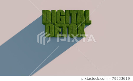Digital Detox green lettering in white background. 3d rendering Digital Detox green lettering in white background. 3d rendering 79333619