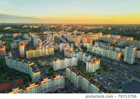 Aerial view of city residential district at sunset Aerial view of city residential district at sunset 79333706