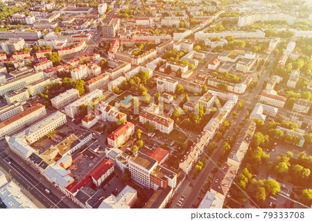 Aerial view of city residential district at sunset Aerial view of city residential district at sunset 79333708