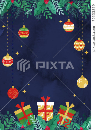 Christmas watercolor gift and ornament Tomomi frame background vector illustration (copy space) 79333829
