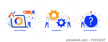 People use gadgets. set of icons, illustration People use gadgets. set of icons, illustration 79334207