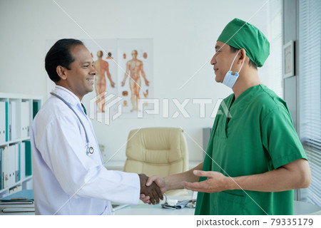 Surgeon Greeting Chief Physician Surgeon Greeting Chief Physician 79335179