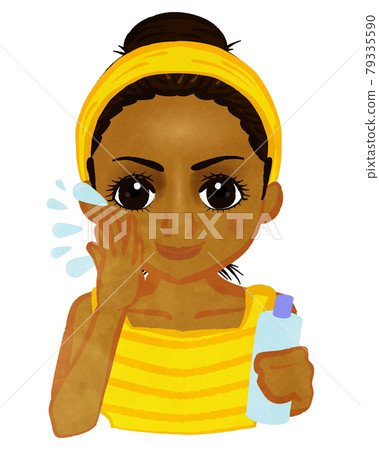 Hispanic girl who prepares her skin with lotion 79335590