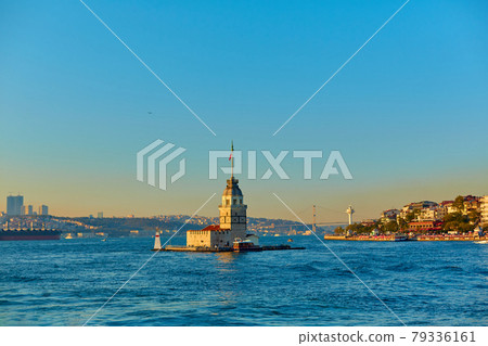 Maiden's Tower in the Bosphorus Strait. One of the symbols of the city of Istanbul Maiden's Tower in the Bosphorus Strait. One of the symbols of the city of Istanbul 79336161