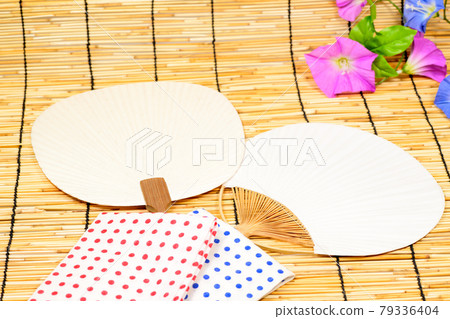 Japanese summer fan and towel Japanese summer fan and towel 79336404