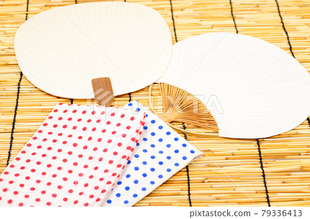 Japanese summer fan and towel Japanese summer fan and towel 79336413