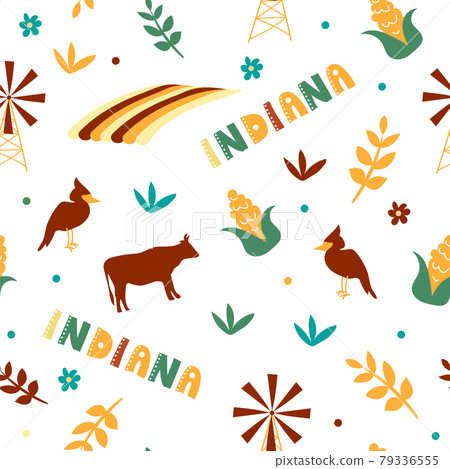 USA collection. Vector illustration of Indiana theme. State Symbols 79336555