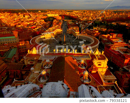 Evening view from Vatican St. Peter's Basilica 1 Evening view from Vatican St. Peter's Basilica 1 79338121