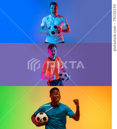 The professional football soccer player and human emotions concept. The win, winner, victory concepts. Forward. The professional football soccer player and human emotions concept. The win, winner, victory concepts. Forward. 79338150