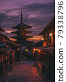Kyoto sunset and temple 79338796