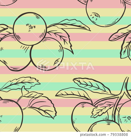 Seamless background with sketch apples, vector illustration. 79338808