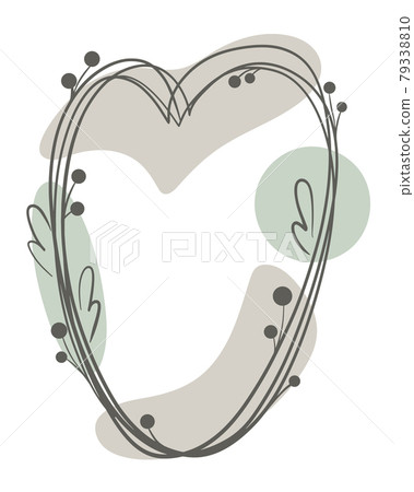 Deciduous frame with berries in the shape of a heart, vector illustration. 79338810