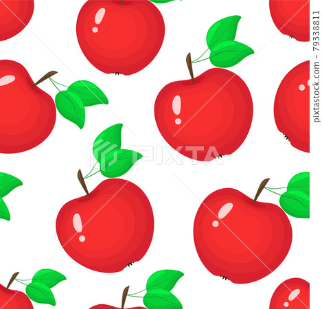 Seamless pattern with bright red apples, vector illustration. 79338811
