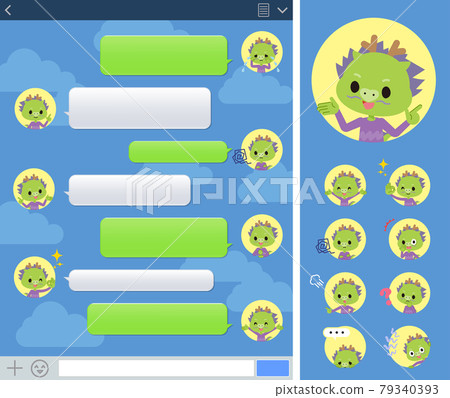A set of dragon boys who express various emotions on the SNS screen A set of dragon boys who express various emotions on the SNS screen 79340393