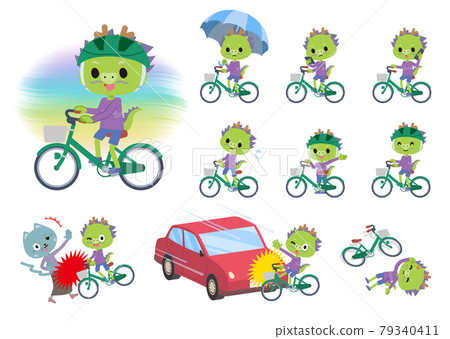A set of dragon boys riding a city cycle 79340411