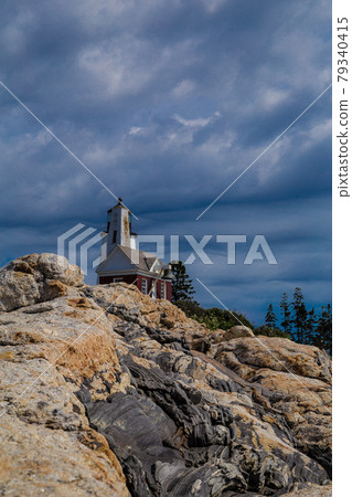 Lighthouse on the top of a rock in Maine, North America Lighthouse on the top of a rock in Maine, North America 79340415