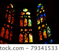 Stained glass in a temple in Barcelona, Spain 79341533