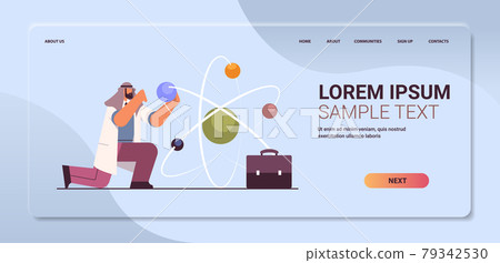 arab research scientist working with molecular structure man researcher making chemical experiment in laboratory 79342530