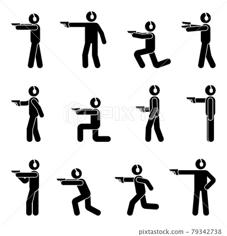 Stick Figure shooter man with gun and ear - Stock Illustration  [79342738] - PIXTA