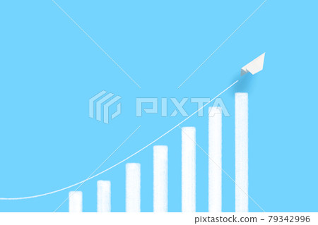 Fast-growing bar charts and paper planes 79342996