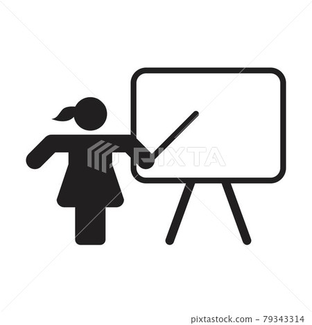 School icon vector female teacher person with white board symbol in a flat color glyph pictogram illustration School icon vector female teacher person with white board symbol in a flat color glyph pictogram illustration 79343314