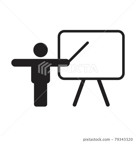Teacher icon vector male person with white board for education symbol in a flat color glyph pictogram illustration Teacher icon vector male person with white board for education symbol in a flat color glyph pictogram illustration 79343320