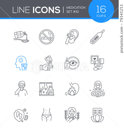 Medication - modern line design style icons set - Stock Illustration ...