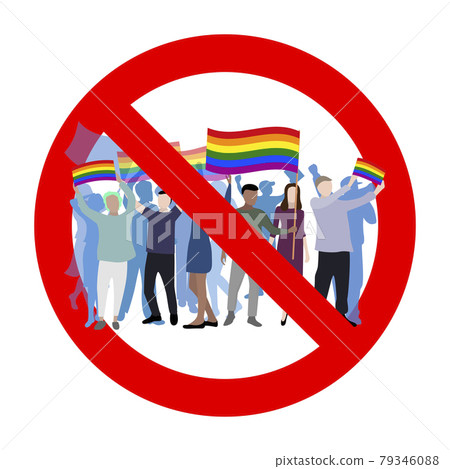Prohibition lgbt parade, symbol ban, no homosexual rainbow Prohibition lgbt parade, symbol ban, no homosexual rainbow 79346088