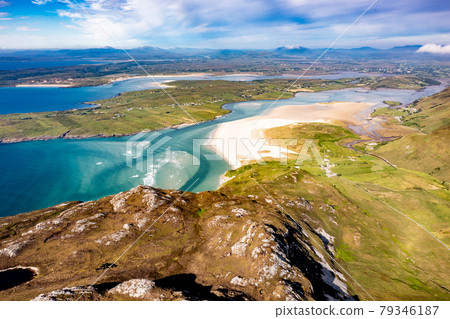 Aerial view of Maghera and Ardara from Slieve Tooey in County Donegal - Ireland 79346187