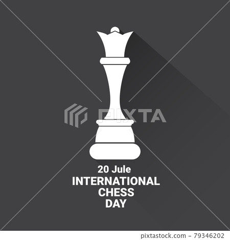 international chess day background or poster. vector chess day banner with white chess figure isolated on black background. 79346202
