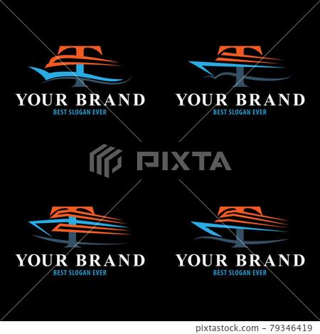 Luxurious cruise and yacht blended with initial letter bundle 79346419