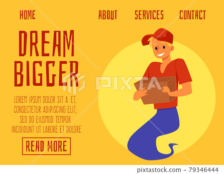 Vector landing pages template for app service and support with assistant genie 79346444