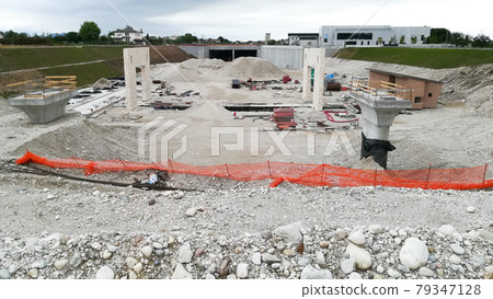 Highway construction site view. Civil engineering 79347128