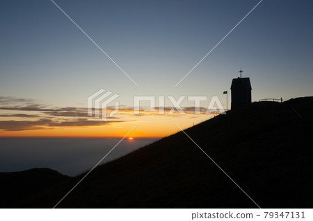 Dawn at the little church, mount Grappa landscape, Italy Dawn at the little church, mount Grappa landscape, Italy 79347131