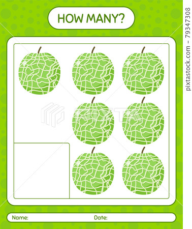 How many counting game with melon. worksheet for preschool kids, kids activity sheet, printable worksheet How many counting game with melon. worksheet for preschool kids, kids activity sheet, printable worksheet 79347308