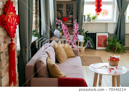 Interior of living-room with couch, table and other furniture Interior of living-room with couch, table and other furniture 79348214