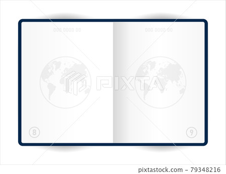Realistic opened template passport on white background. Document for travel and immigration. Vector illustration. Realistic opened template passport on white background. Document for travel and immigration. Vector illustration. 79348216