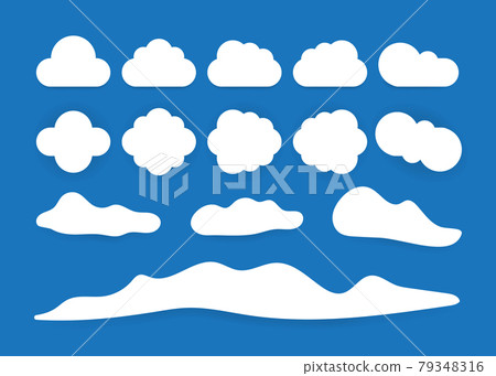 Big set clouds vector icon white color on blue... - Stock Illustration ...