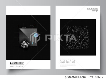 Vector layout of A4 cover mockups templates for brochure, flyer layout, booklet, cover design, book design. Abstract technology black color science background. Digital data. Minimalist high tech. Vector layout of A4 cover mockups templates for brochure, flyer layout, booklet, cover design, book design. Abstract technology black color science background. Digital data. Minimalist high tech. 79348617