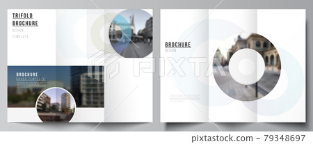 Vector layouts of covers design templates for trifold brochure, flyer layout, magazine, book design, brochure cover, advertising mockups. Background template with rounds, circles for IT, technology. Vector layouts of covers design templates for trifold brochure, flyer layout, magazine, book design, brochure cover, advertising mockups. Background template with rounds, circles for IT, technology. 79348697