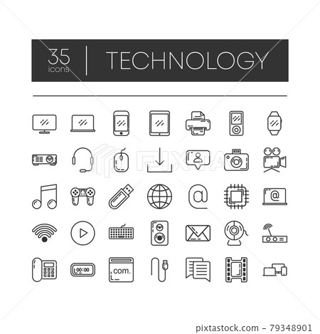 Set of 35 line icons technology for modern...-插圖素材 [79348901] - PIXTA圖庫