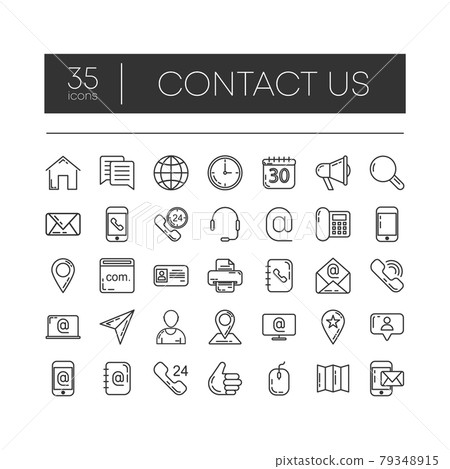 Set of 35 line icons of contact us for modern... - Stock Illustration ...
