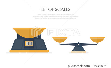 Vector of set of different scales in a flat style on white background. Vector of set of different scales in a flat style on white background. 79348930