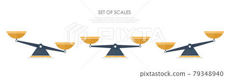 Vector of set of different scales in a flat style on white background. Vector of set of different scales in a flat style on white background. 79348940