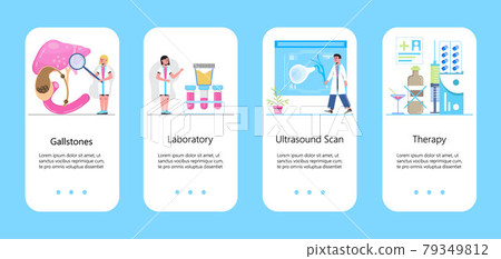 Gallbladder concept app vector. Doctors treat gallstones. Biliary dyskinesia ptoblems 79349812