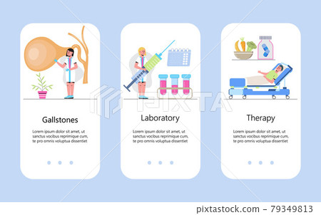 Gallbladder concept app vector. Doctors treat gallstones. Biliary dyskinesia ptoblems 79349813