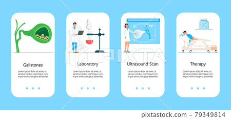 Gallbladder concept app vector. Doctors treat gallstones. Biliary dyskinesia ptoblems 79349814