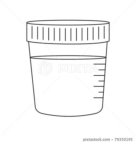 Urinalysis outline icon. Urine sample in plastic container. Laboratory examination and diagnostics concept Urinalysis outline icon. Urine sample in plastic container. Laboratory examination and diagnostics concept 79350195